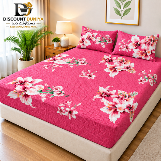 Printed 3 Piece's Quilted Bedsheets Set (100% Waterproof) New Arrivals! Luxury Bedsheet tm-0015