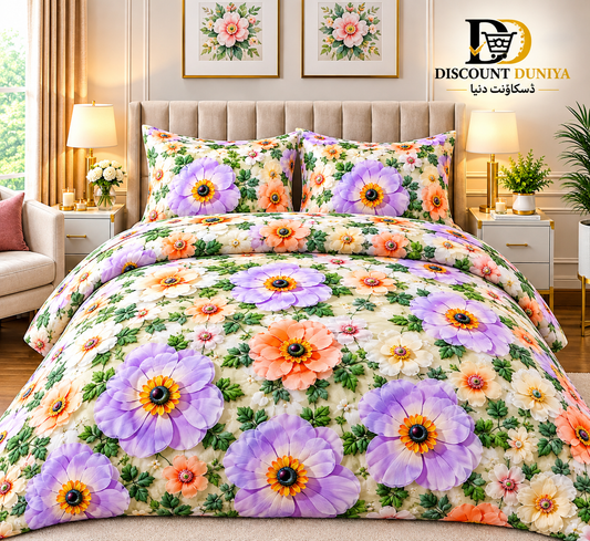 3D Printed Bedsheet with 2 Pillow Covers – 3-Piece Set | Article No. 12