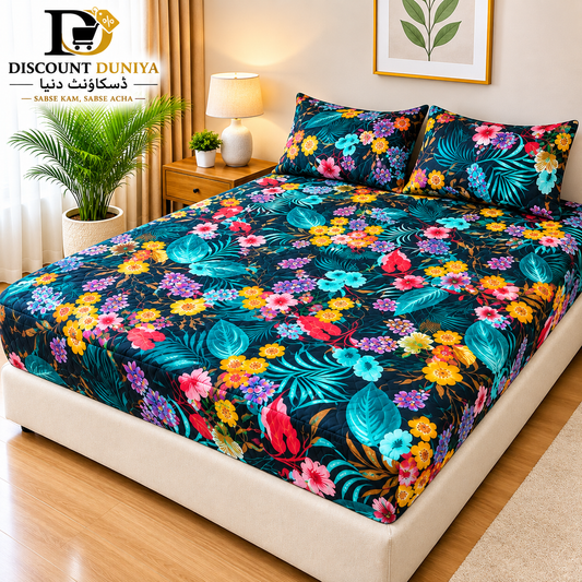 Printed 3 Piece's Quilted Bedsheets Set (100% Waterproof) New Arrivals! Luxury Bedsheet tm-0018