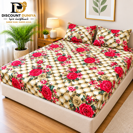 Printed 3 Piece's Quilted Bedsheets Set (100% Waterproof) New Arrivals! Luxury Bedsheet tm-0017