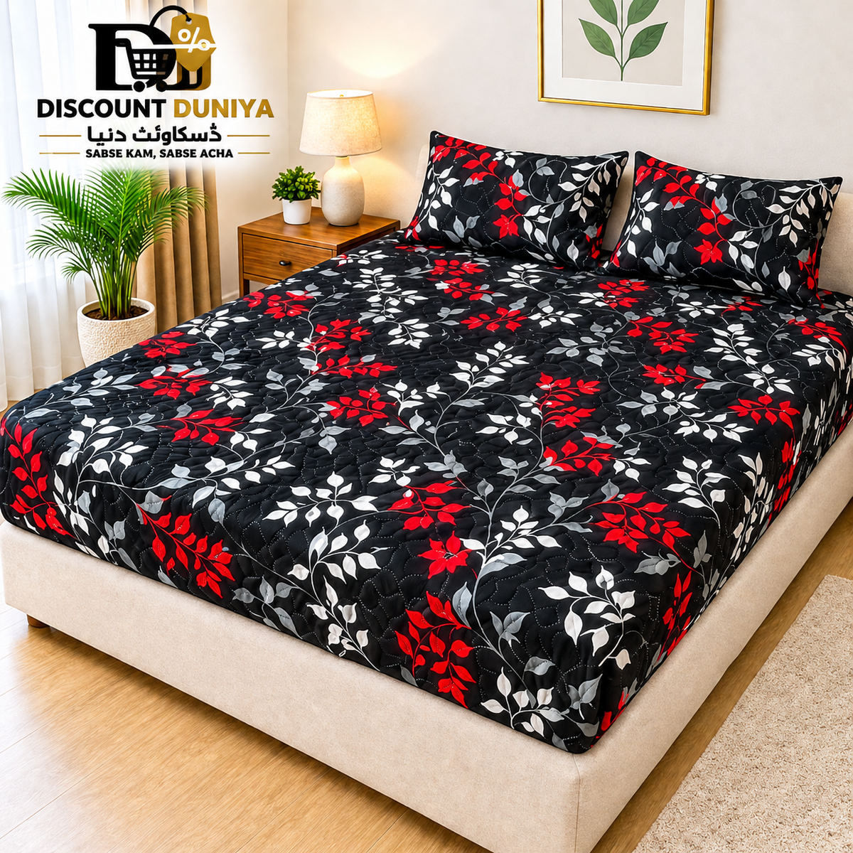 Printed 3 Piece's Quilted Bedsheets Set (100% Waterproof) New Arrivals! Luxury Bedsheet tm-0021
