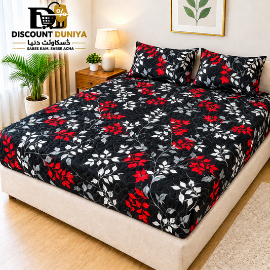 Printed 3 Piece's Quilted Bedsheets Set (100% Waterproof) New Arrivals! Luxury Bedsheet tm-0021