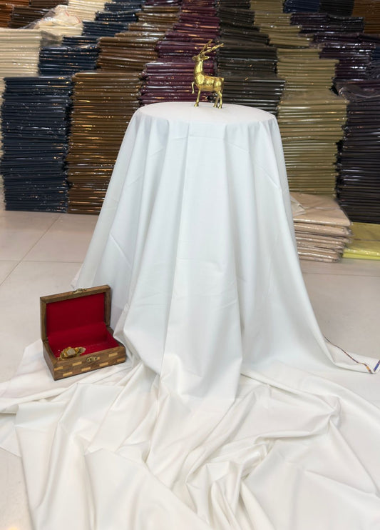Off White Color – Wash & Wear Premium Quality 5-Season Fabric – Free Studs with Every Suit
