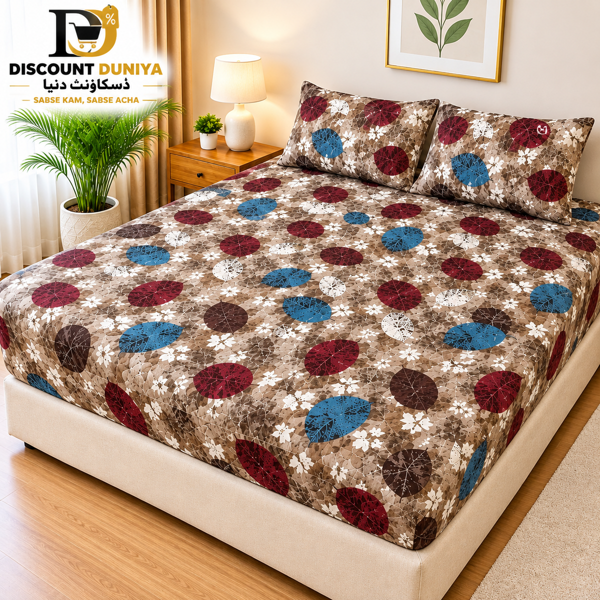 Printed 3 Piece's Quilted Bedsheets Set (100% Waterproof) New Arrivals! Luxury Bedsheet tm-0014