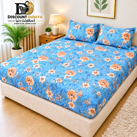 Printed 3 Piece's Quilted Bedsheets Set (100% Waterproof) New Arrivals! Luxury Bedsheet tm-0007