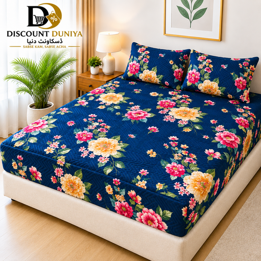Printed 3 Piece's Quilted Bedsheets Set (100% Waterproof) New Arrivals! Luxury Bedsheet tm-0004