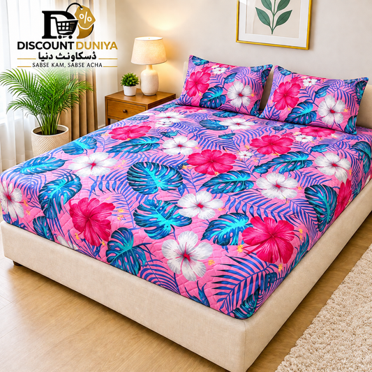Printed 3 Piece's Quilted Bedsheets Set (100% Waterproof) New Arrivals! Luxury Bedsheet tm-0020