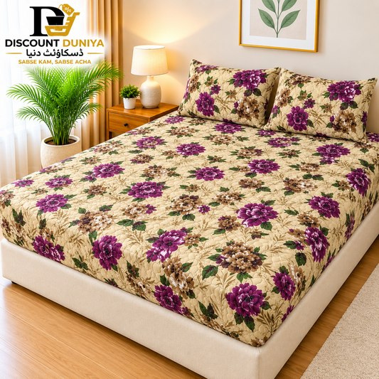 Printed 3 Piece's Quilted Bedsheets Set (100% Waterproof) New Arrivals! Luxury Bedsheet tm-0010