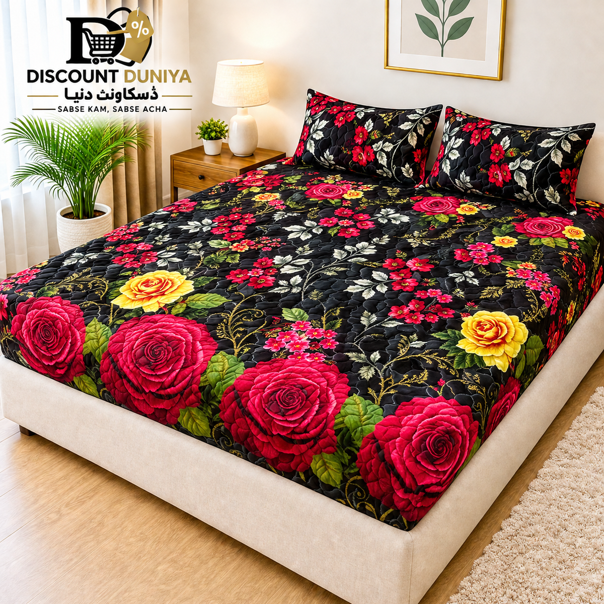 Printed 3 Piece's Quilted Bedsheets Set ( 1 00% Waterproof) New Arrivals! Luxury Bedsheet tm-0022