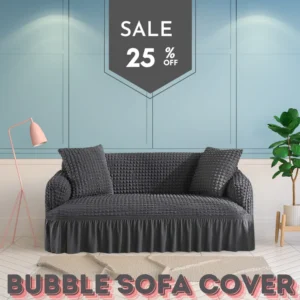 Frill Style Bubble Stuff Sofa Cover (Dark Grey Color)