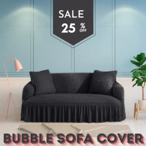 Frill Style Bubble Stuff Sofa Cover (Black Color)