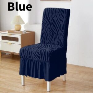 Zebra Valvet Frill Chair Cover ( Blue Color)