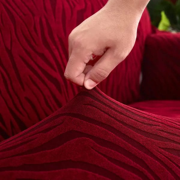 Zebra Velvet Sofa Cover (Meroon Colour) - Image 2