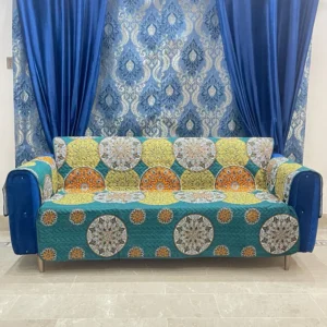 Cotton Quilted Printed Sofa Cover ( New Zink )