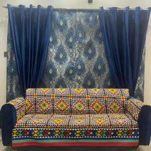 Cotton Quilted Printed Sofa Cover ( Ajrak)